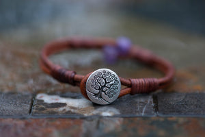 Amethyst 'Tree of Life' SS Bracelet