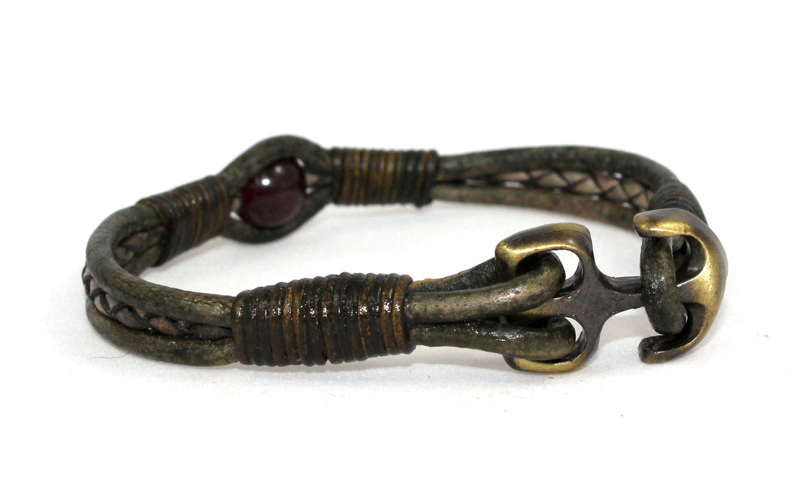 Garnet Anchor Bracelet